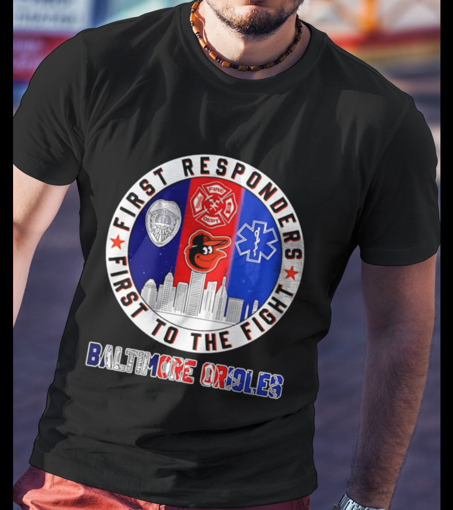 First Responders Baltimore Orioles City Skyline T-Shirt