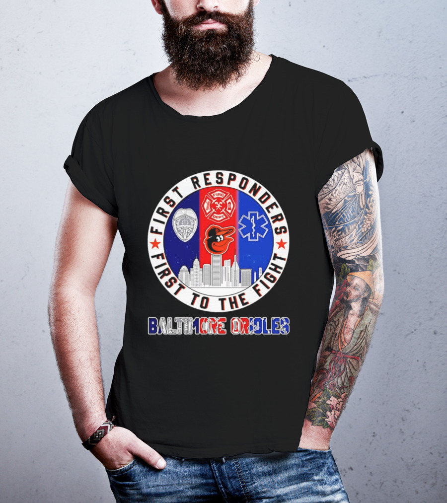 First Responders Baltimore Orioles City Skyline T-Shirt