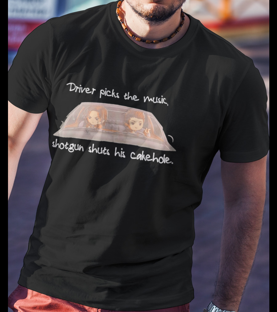 Supernatural Chibi Dean Sam Impala Driver Picks The Music Shotgun Shuts His Cakehole T-Shirt