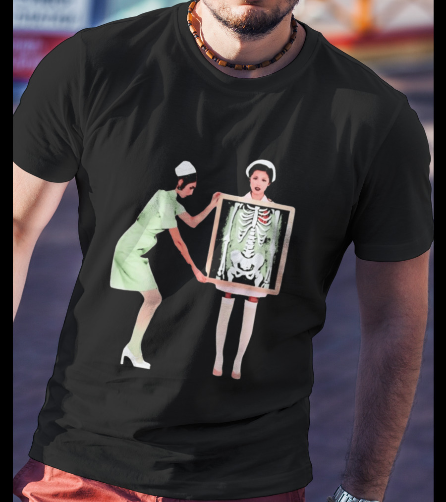 Nurse With X Ray Skeleton And Red Heart T-Shirt