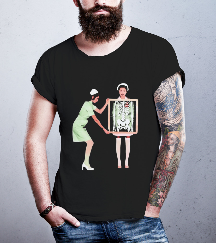 Nurse With X Ray Skeleton And Red Heart T-Shirt