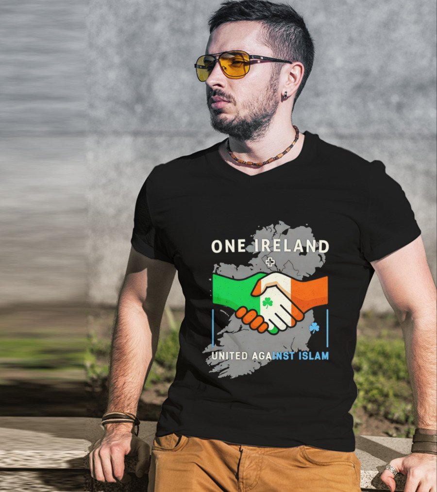 Ireland One Ireland Handshake Map United Against Islam T-Shirt