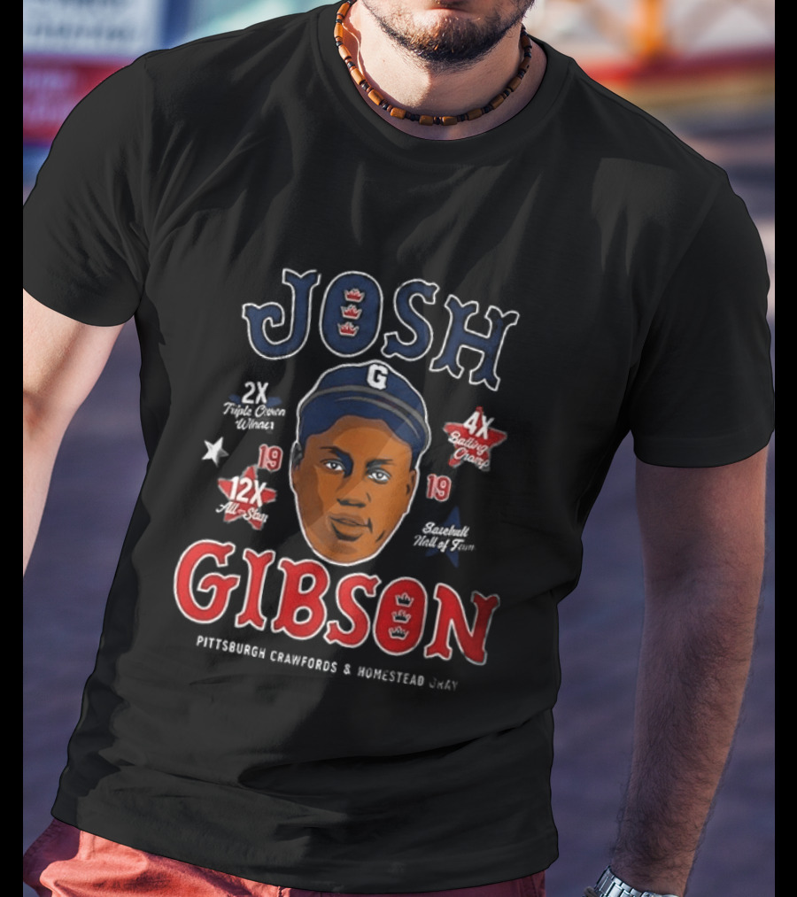 Josh Gibson Pittsburgh Crawfords Homestead Grays Big Head 2x NNL 12x AS 4x BA 13 HR T-Shirt
