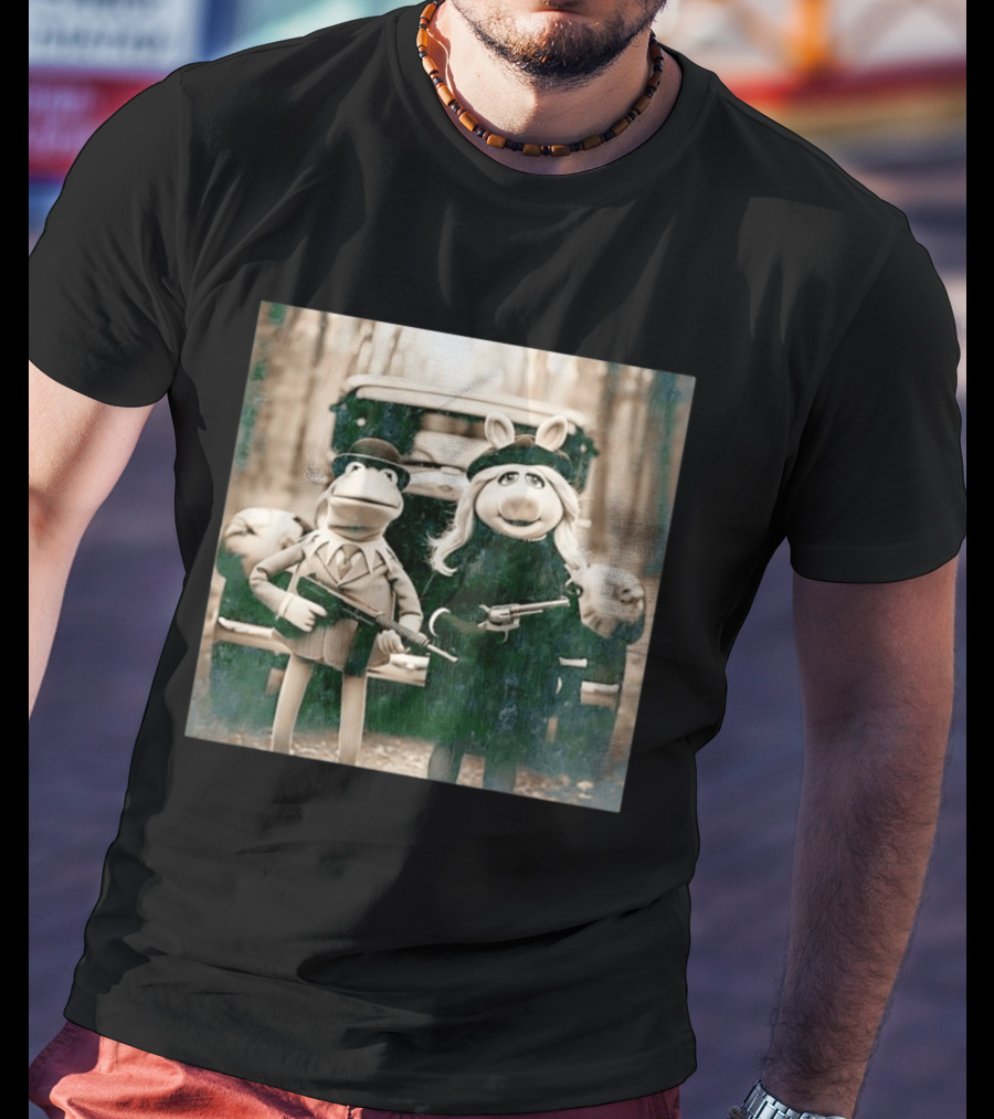 The Muppets Kermit The Frog Miss Piggy Gangster T-Shirt
