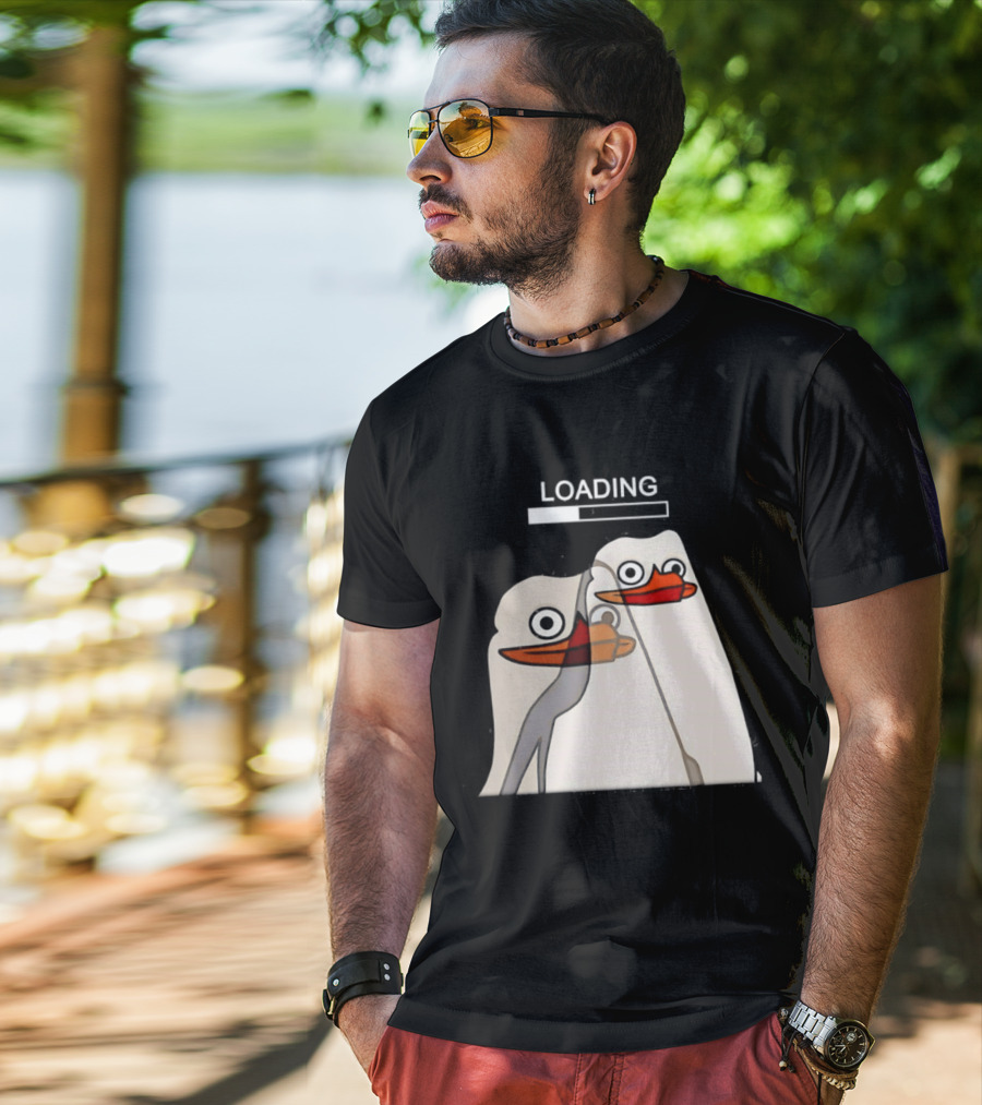LOADING Penguins With Loading Bar Visual Effect T-Shirt