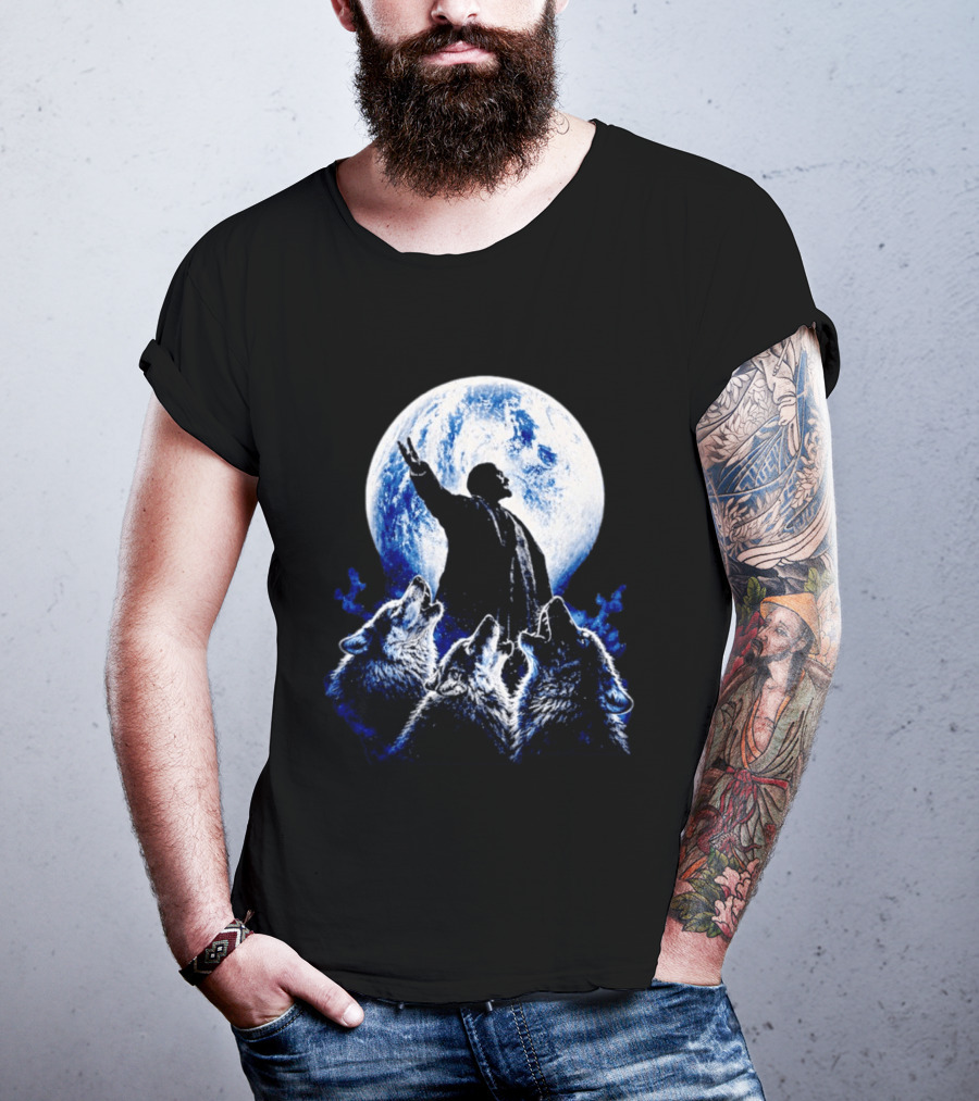 Vladimir Lenin Moon Wolves Howling Speaker T-Shirt