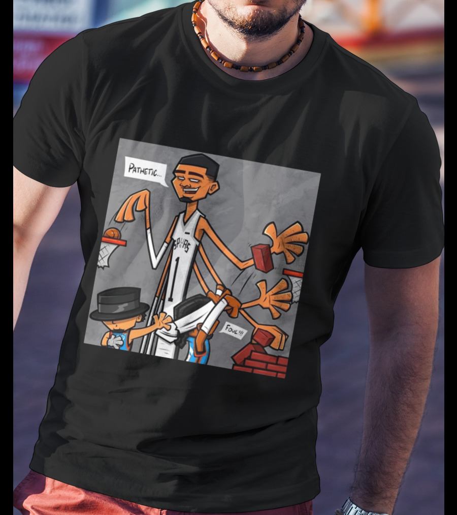 Wemby Spurs Pathetic Foul Long Arms Basketball T-Shirt