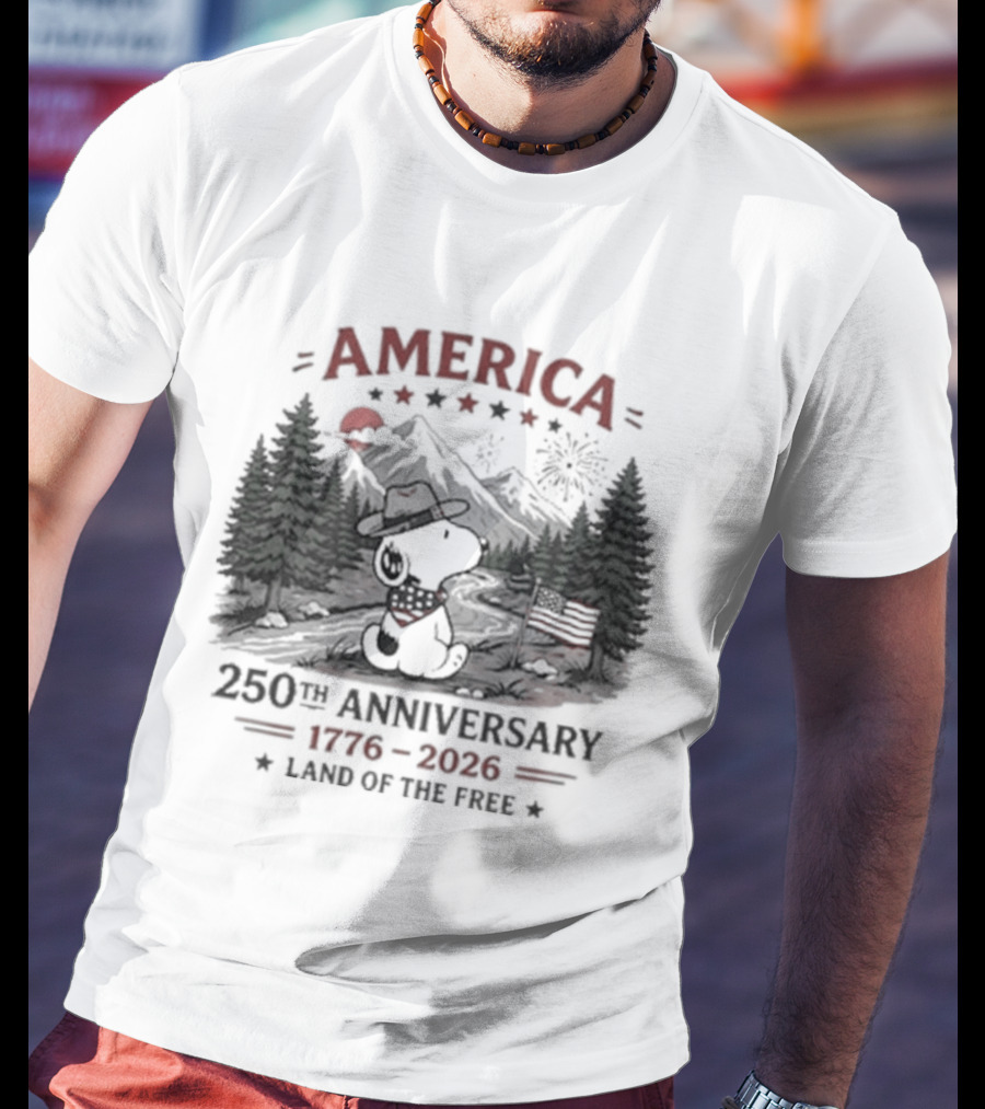 America 250th Anniversary 1776 2026 Land Of The Free Snoopy Peanuts T-Shirt