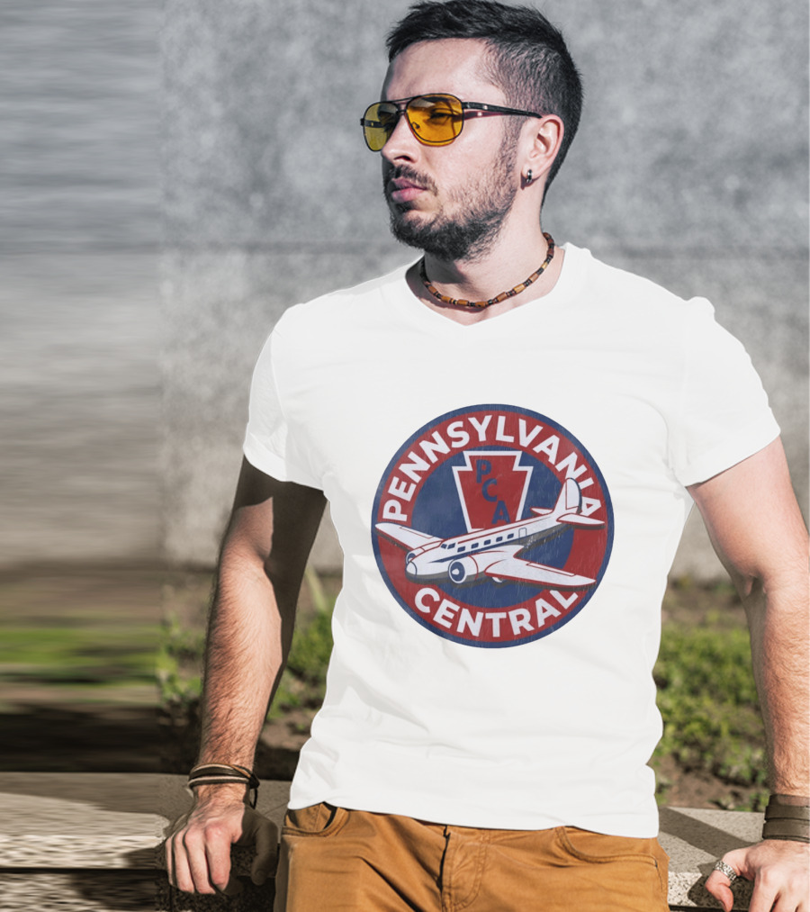 Pennsylvania Central PCA Aviation Travel Retro Vintage Airplane T-Shirt