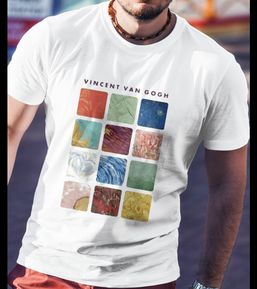 Vincent Van Gogh Paintings Iconic Colors Squares T-Shirt