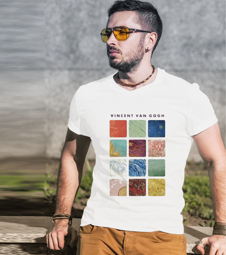 Vincent Van Gogh Paintings Iconic Colors Squares T-Shirt