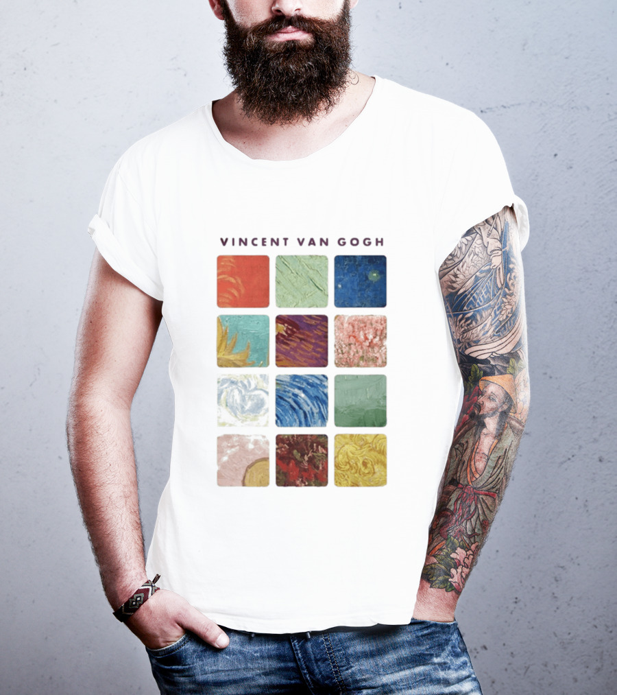 Vincent Van Gogh Paintings Iconic Colors Squares T-Shirt