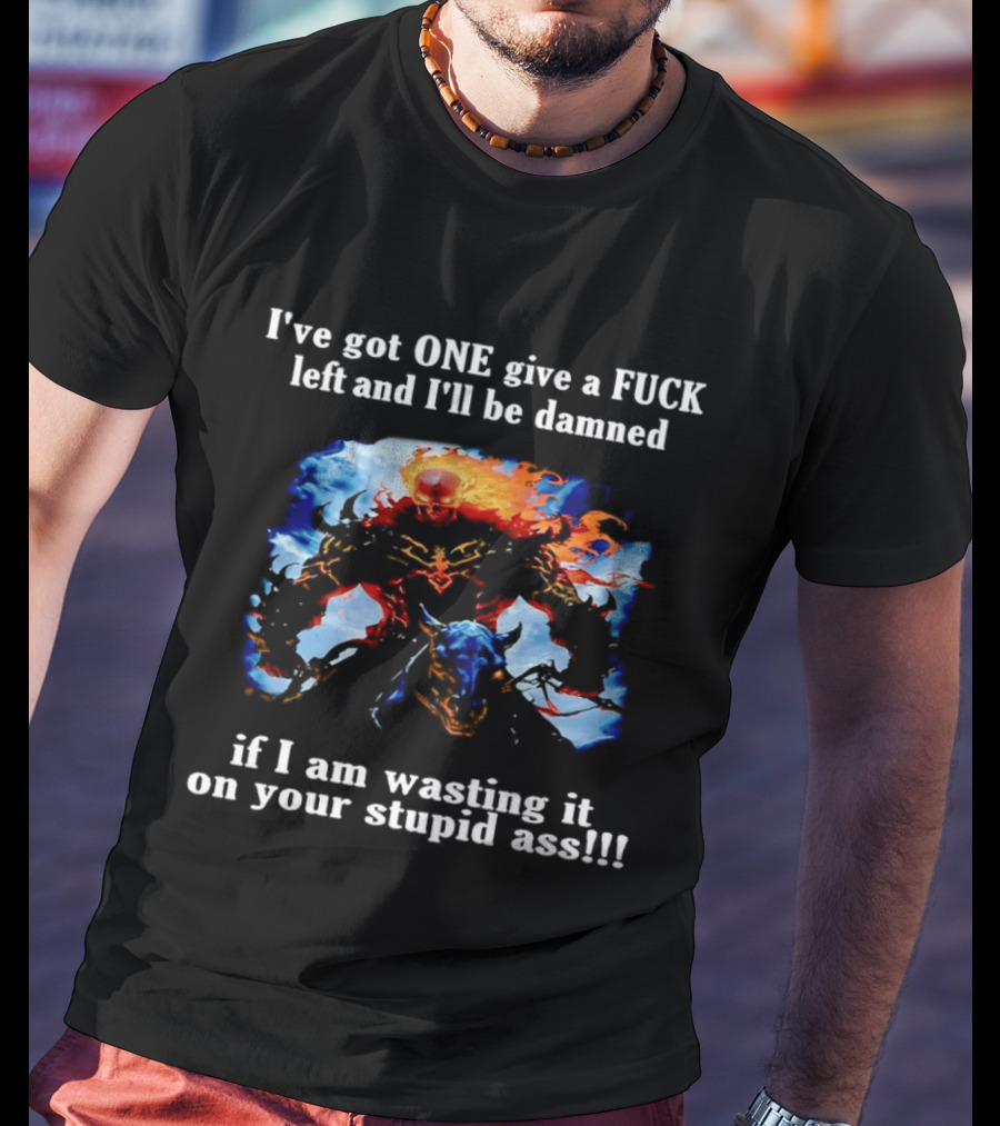 I've Got One Give A Fuck Left Flaming Skull Rider I'll Be Damned Wasting It On Your Stupid Ass T-Shirt