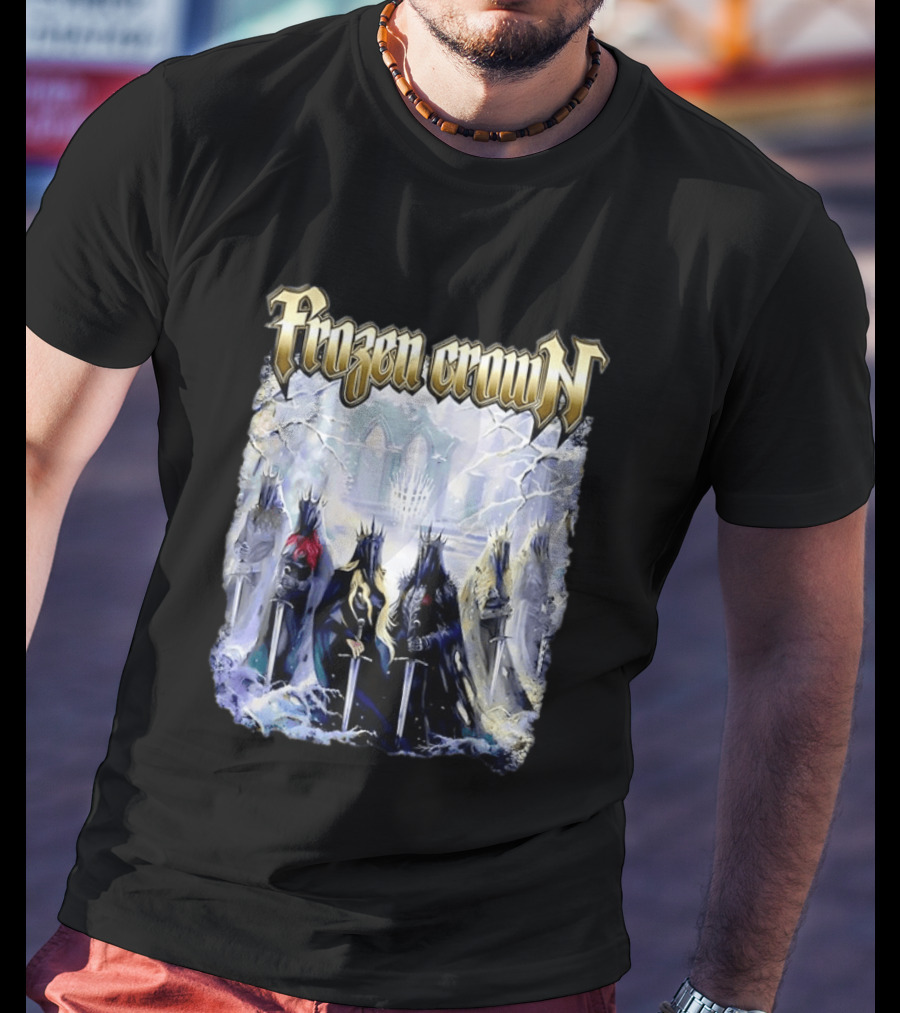 Frozen Crown Dark Fantasy Rulers Sword Wielding Monarchs T-Shirt