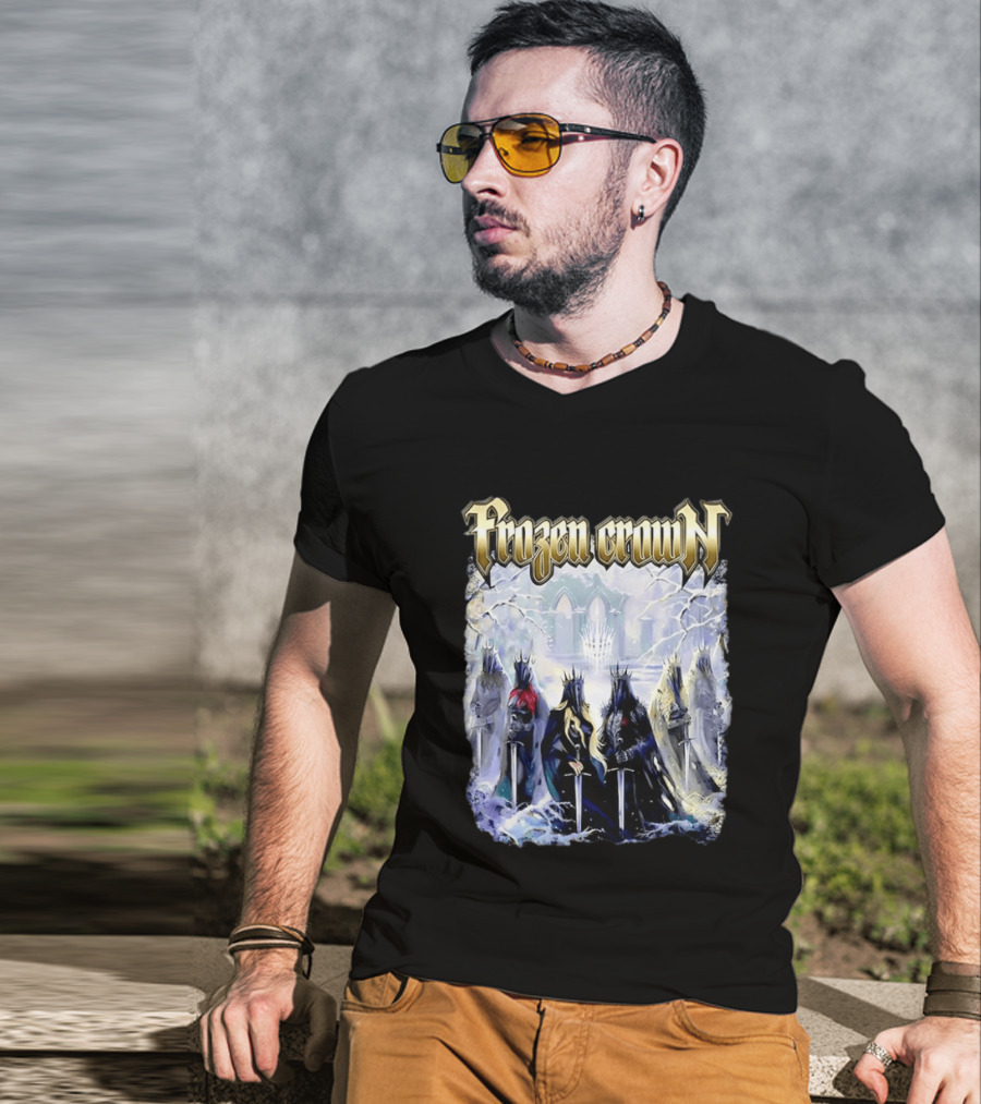 Frozen Crown Dark Fantasy Rulers Sword Wielding Monarchs T-Shirt