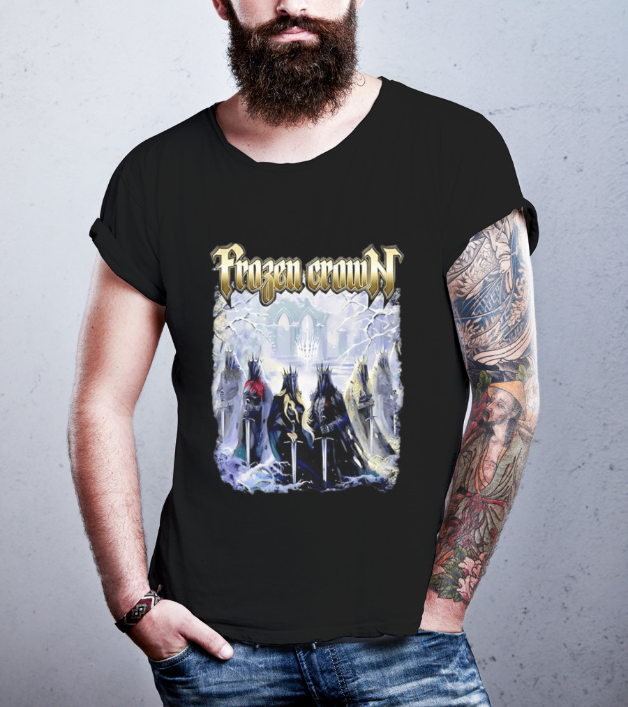 Frozen Crown Dark Fantasy Rulers Sword Wielding Monarchs T-Shirt
