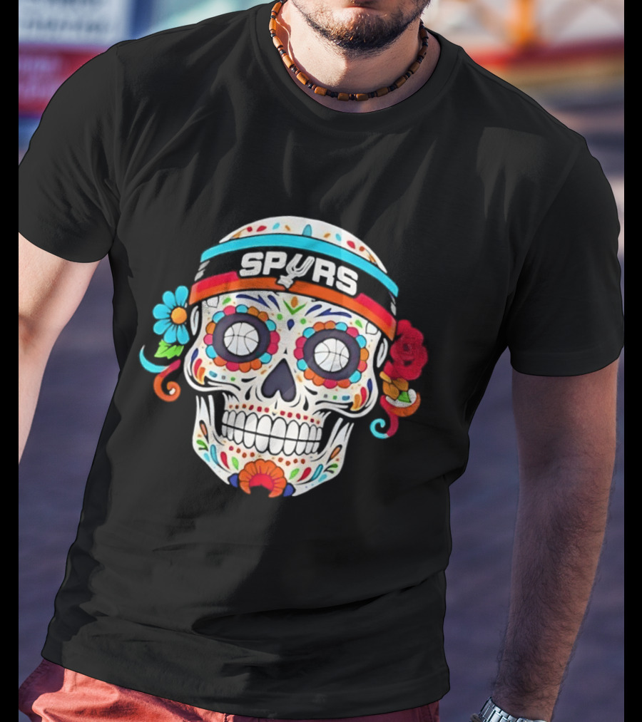 San Antonio Spurs Sugar Skull Day Of The Dead Basketball Fan T-Shirt