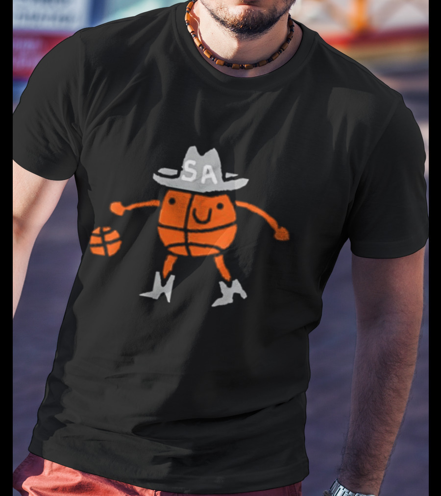 San Antonio Spurs Cowboy Basketball Art With SA Hat And Boots T-Shirt