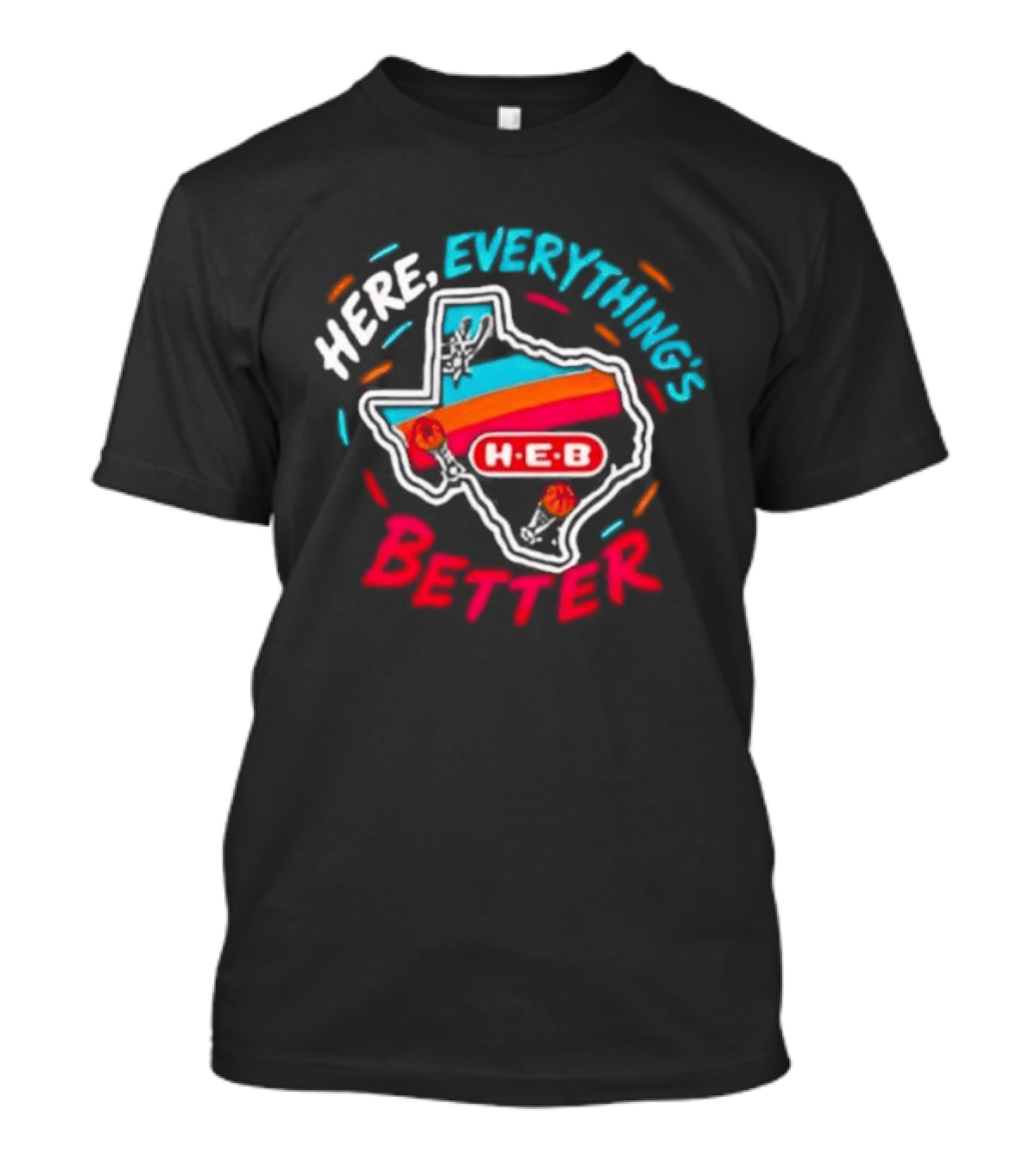 San Antonio Spurs H E B Here Everything's Better Texas Map T-Shirt
