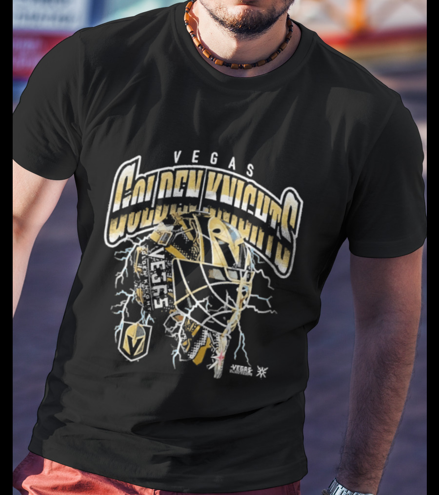 Vegas Golden Knights Goalie Mask Vintage Style Hockey Player Helmet T-Shirt