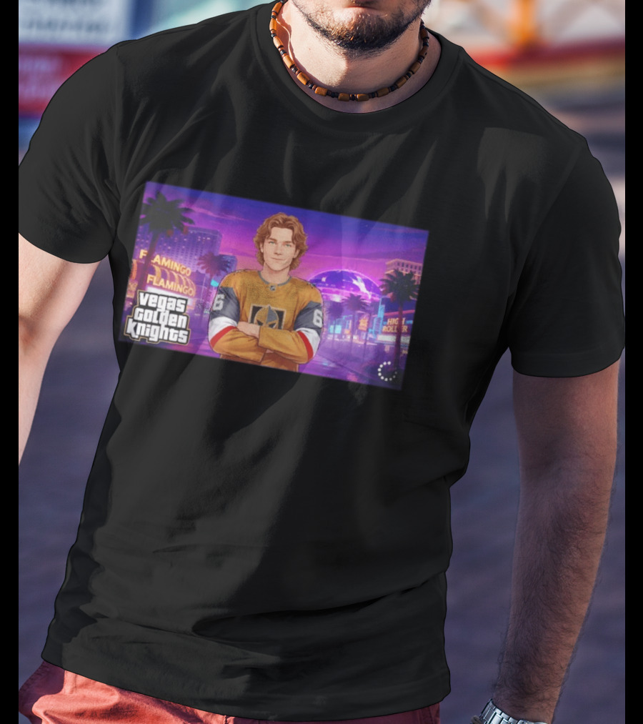 Vegas Golden Knights Kaedan Korczak Flamingo High Roller 66 T-Shirt