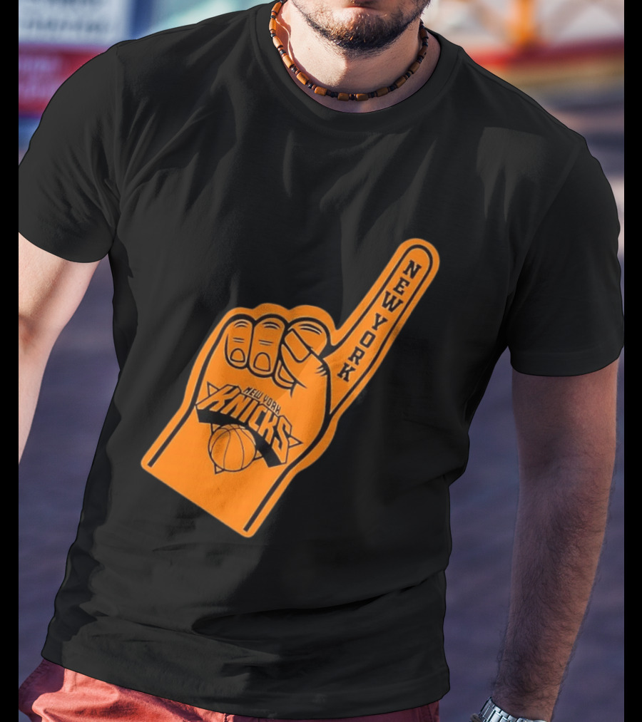 New York Knicks Foam Finger Basketball Fan Gear T-Shirt