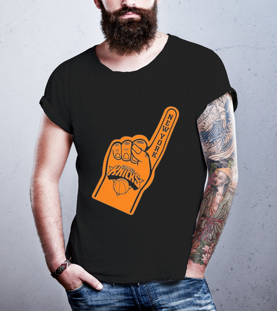 New York Knicks Foam Finger Basketball Fan Gear T-Shirt