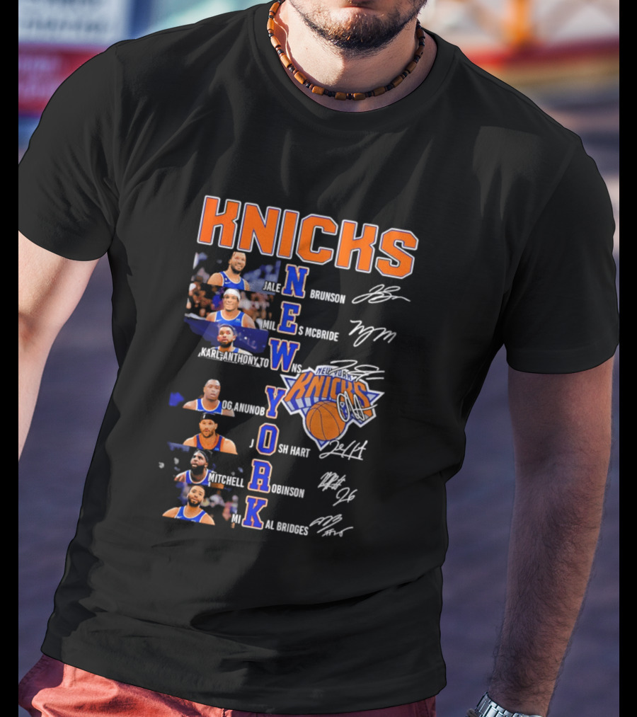 Knicks Jalen Brunson Julius Randle RJ Barrett Josh Hart Mitchell Robinson Immanuel Quickley Quentin Grimes RJ Randle Bridges Knicks Basketball T-Shirt