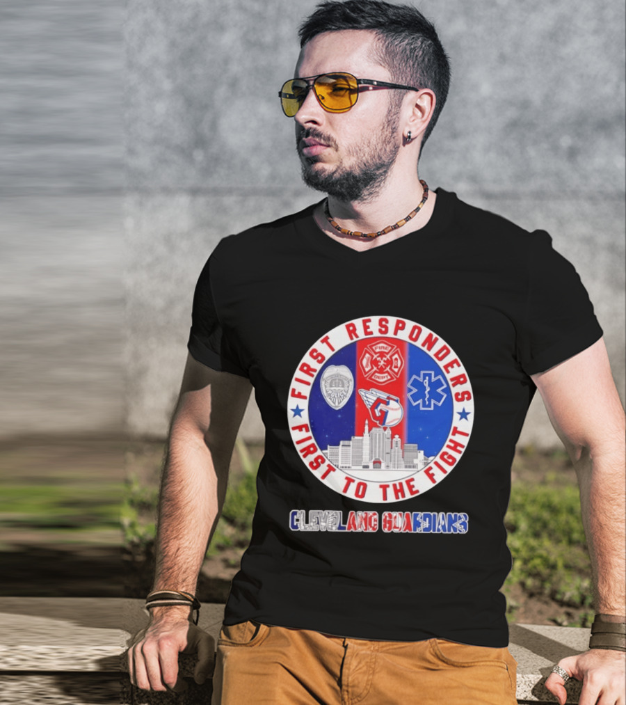 Cleveland Guardians First Responders First To The Fight Police Fire Medical Cityscape T-Shirt