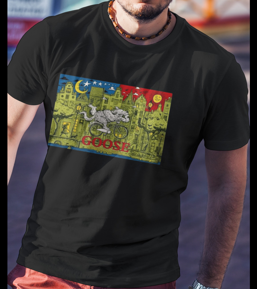 Goose Amsterdam Netherlands 5 27 2026 Midnight Sun Bicycle Art Cityscape T-Shirt