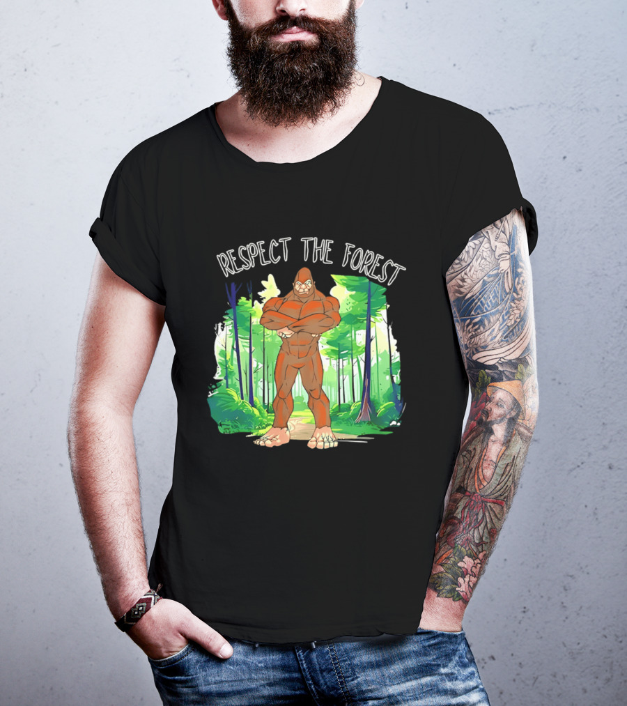 Respect The Forest Bigfoot Cartoon T-Shirt