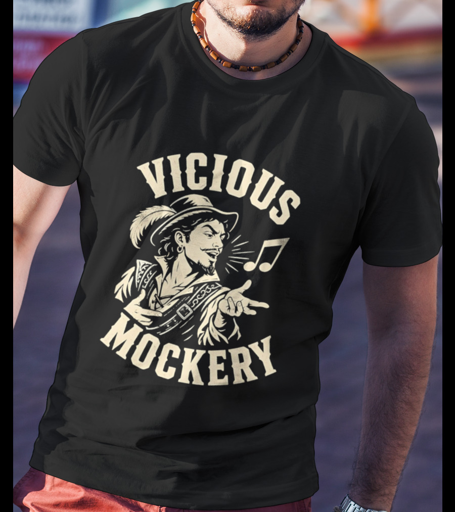 Vicious Mockery Bard Song With Singing Minstrel And Musical Note T-Shirt
