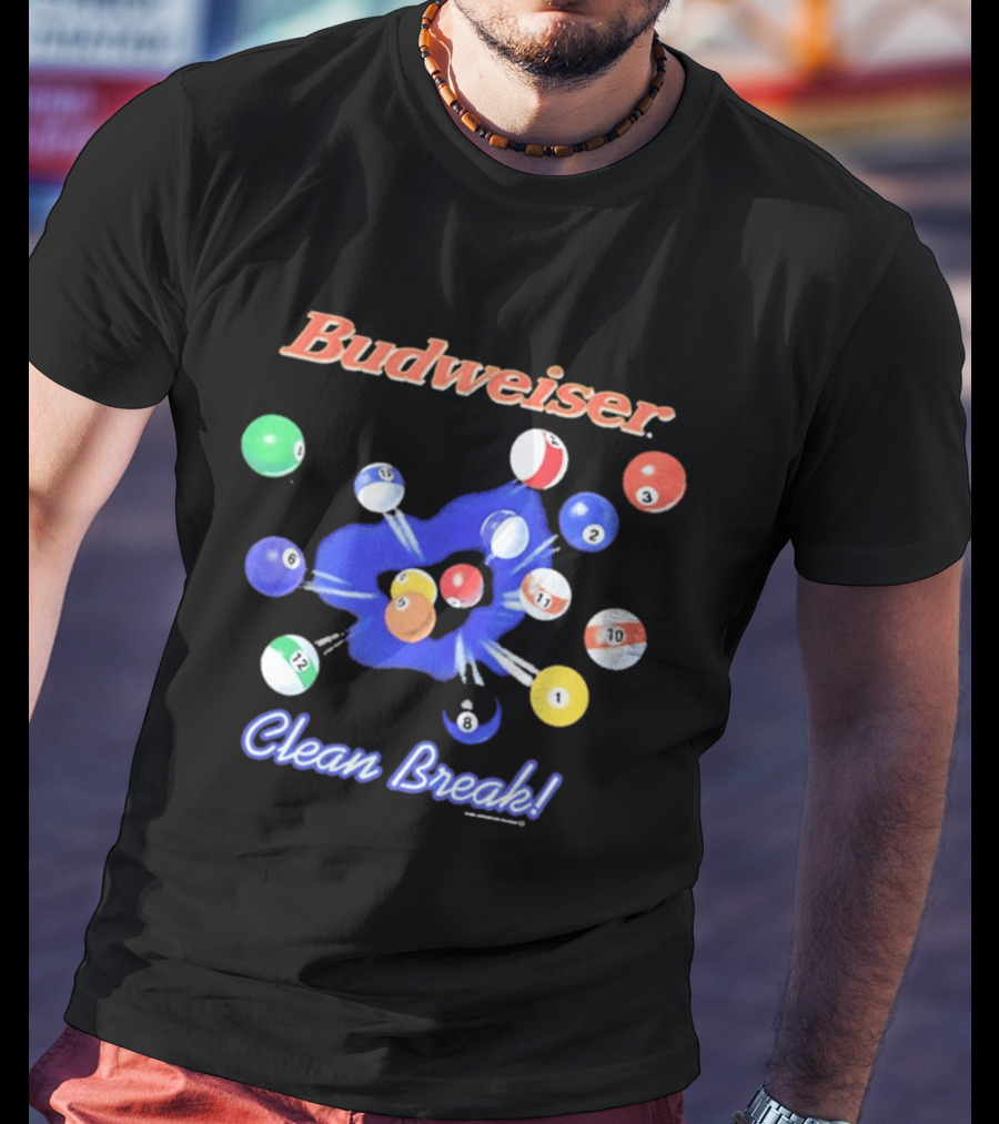 Budweiser Clean Break 90s Heavy Faded Black Pool Balls Splash T-Shirt