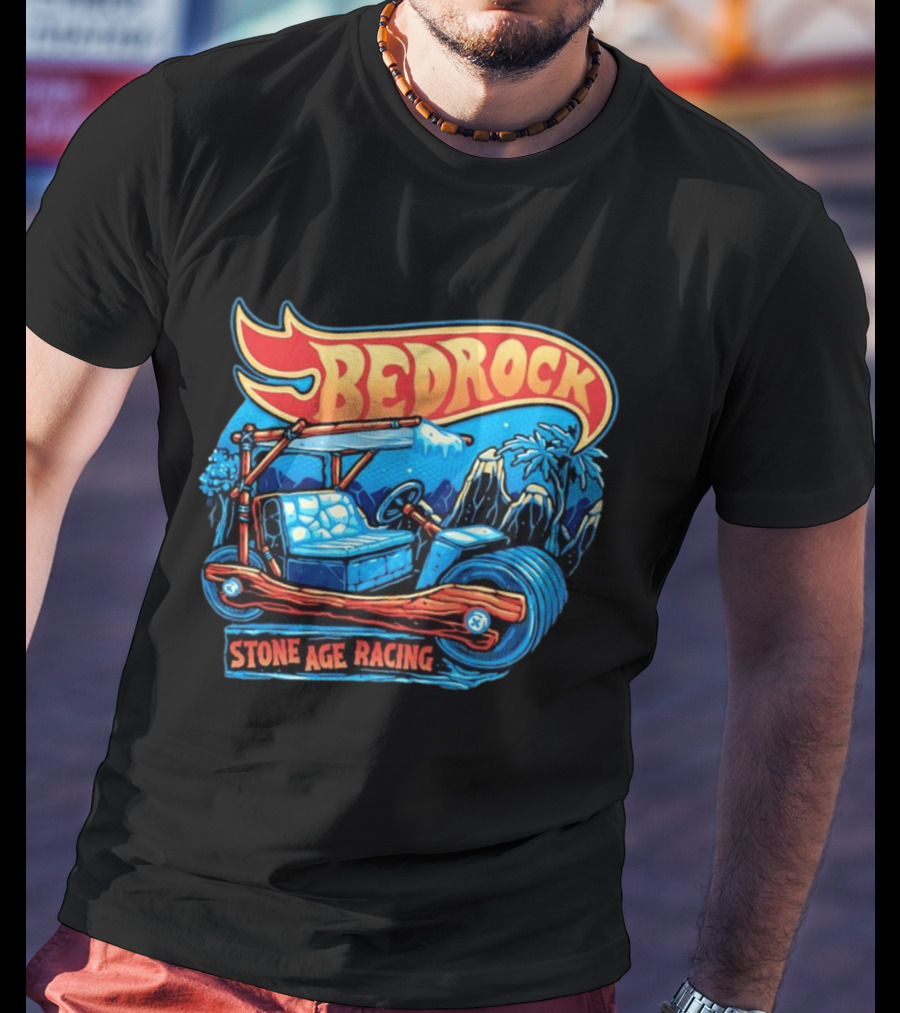 Bedrock Stone Age Racing Flintstones Vintage Car Adventure T-Shirt