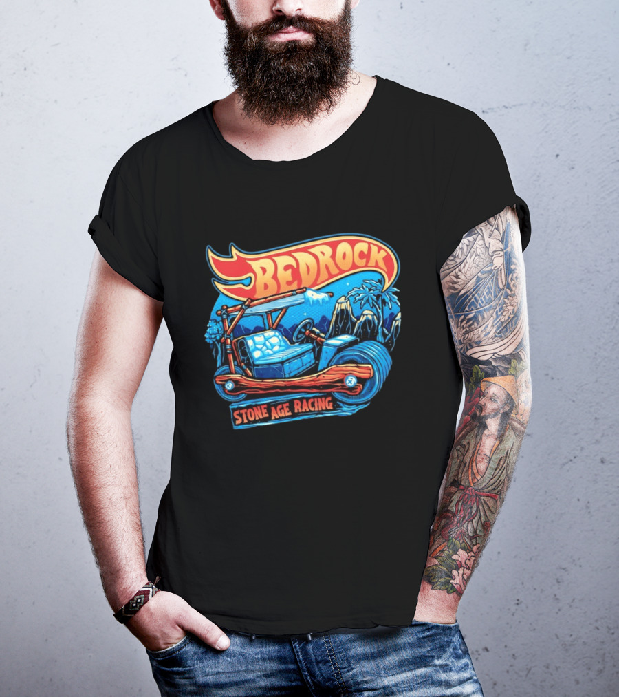 Bedrock Stone Age Racing Flintstones Vintage Car Adventure T-Shirt