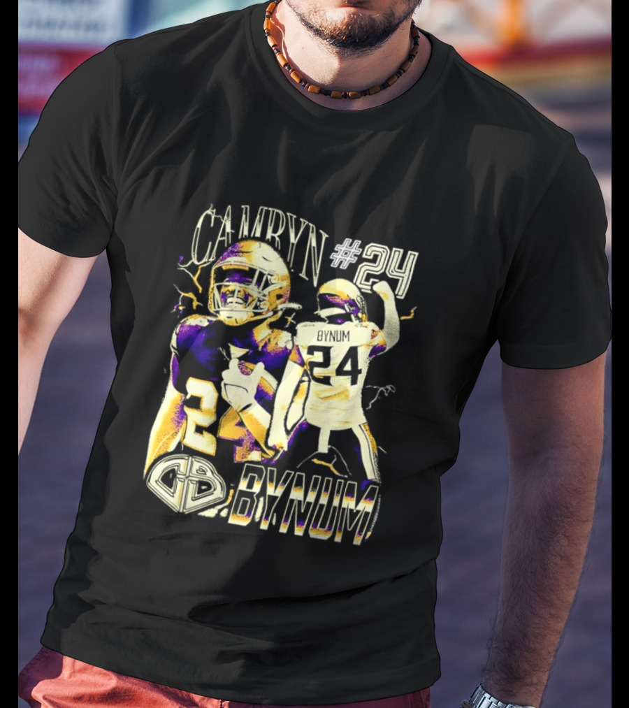 Camryn #24 Bynum Vikings Football Player Lightning T-Shirt