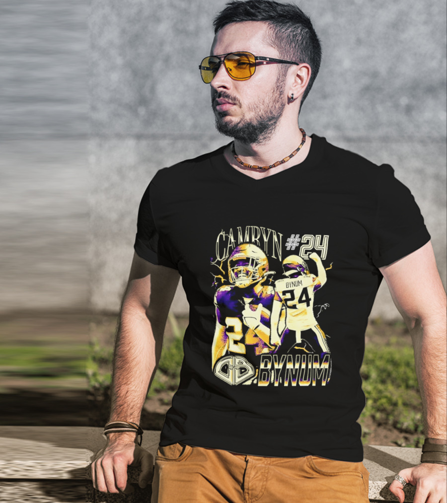Camryn #24 Bynum Vikings Football Player Lightning T-Shirt