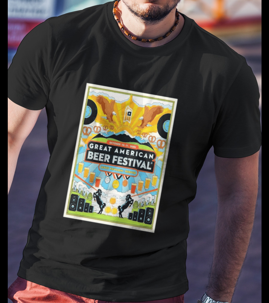 Great American Beer Festival October 10 11 2026 Levitt Pavilion Denver Eagles Pretzels Beer Music T-Shirt