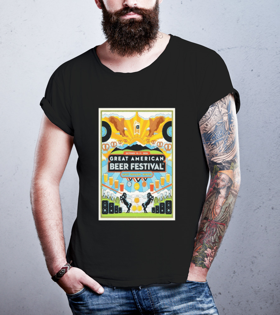 Great American Beer Festival October 10 11 2026 Levitt Pavilion Denver Eagles Pretzels Beer Music T-Shirt