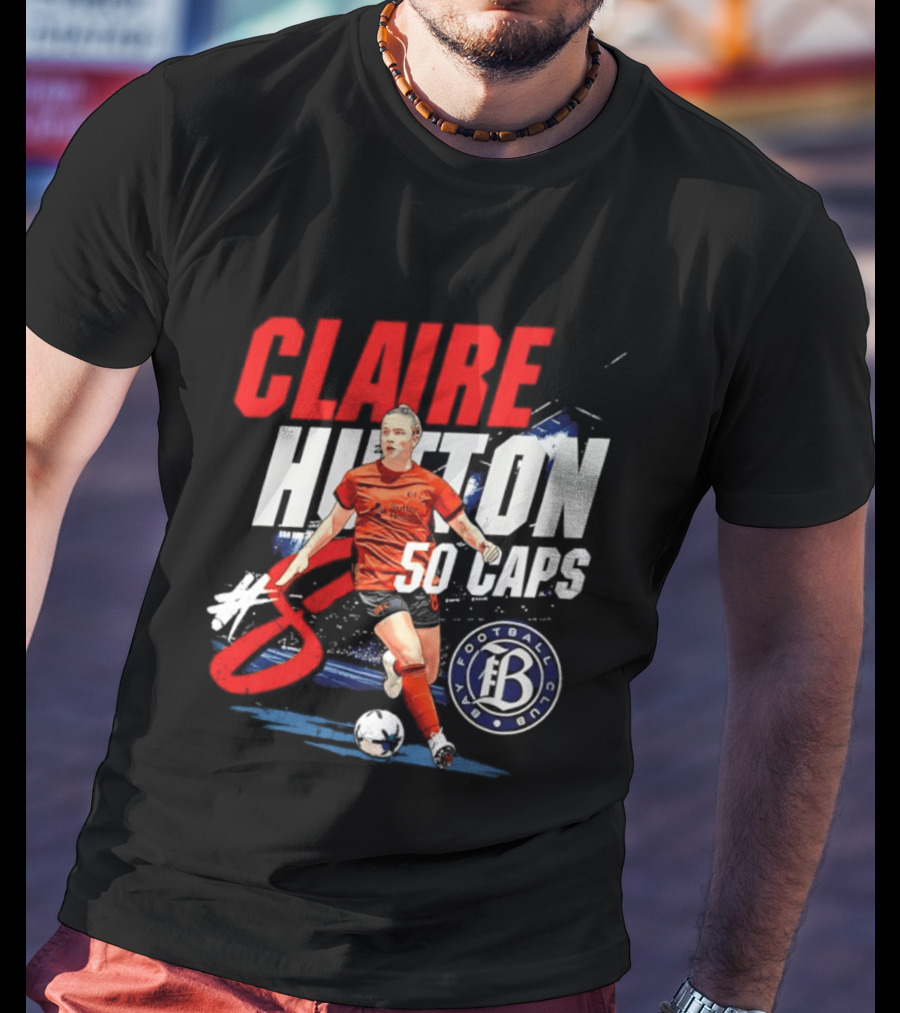 Claire Hutton Bay FC 50 Caps Number 8 Soccer Player T-Shirt