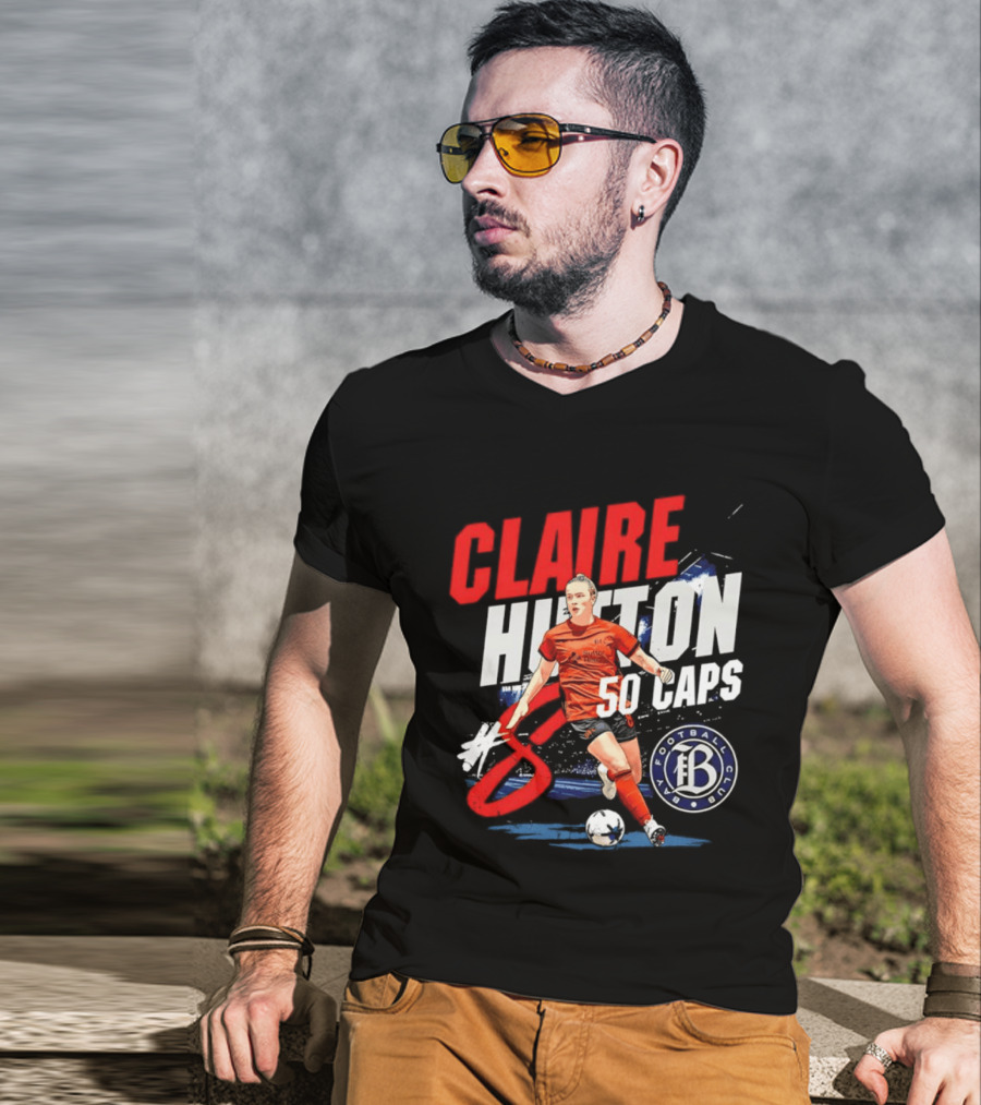 Claire Hutton Bay FC 50 Caps Number 8 Soccer Player T-Shirt