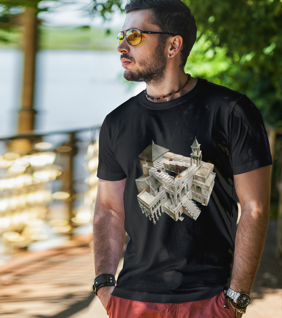 Escher Impossible Building Optical Illusion Architecture T-Shirt