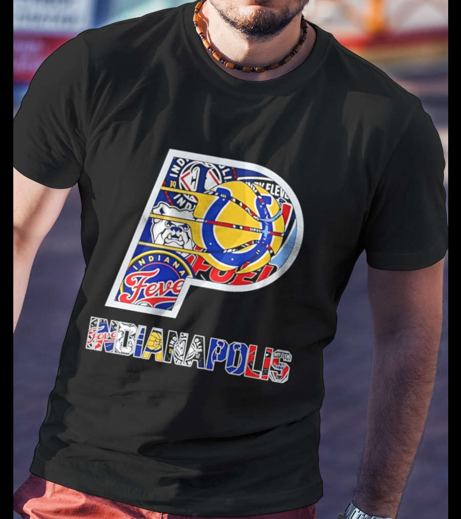 Indiana Pacers Indianapolis Fever Fuel Bulldogs Iconic Sports Collage T-Shirt