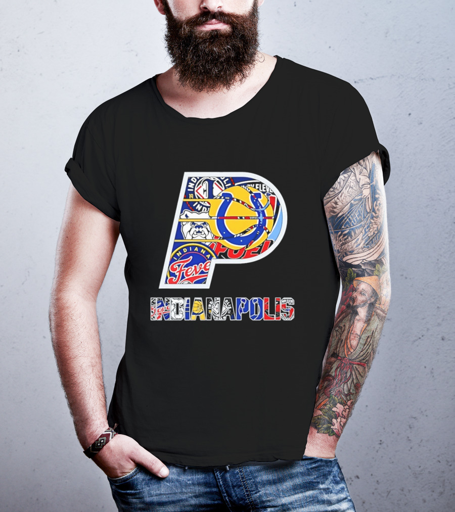 Indiana Pacers Indianapolis Fever Fuel Bulldogs Iconic Sports Collage T-Shirt