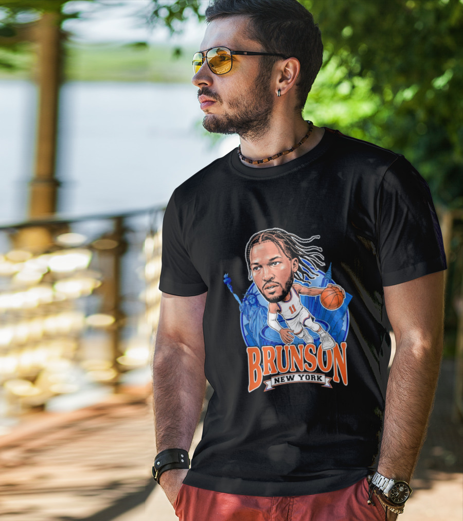Jalen Brunson New York Knicks Caricature Basketball Limited Edition T-Shirt