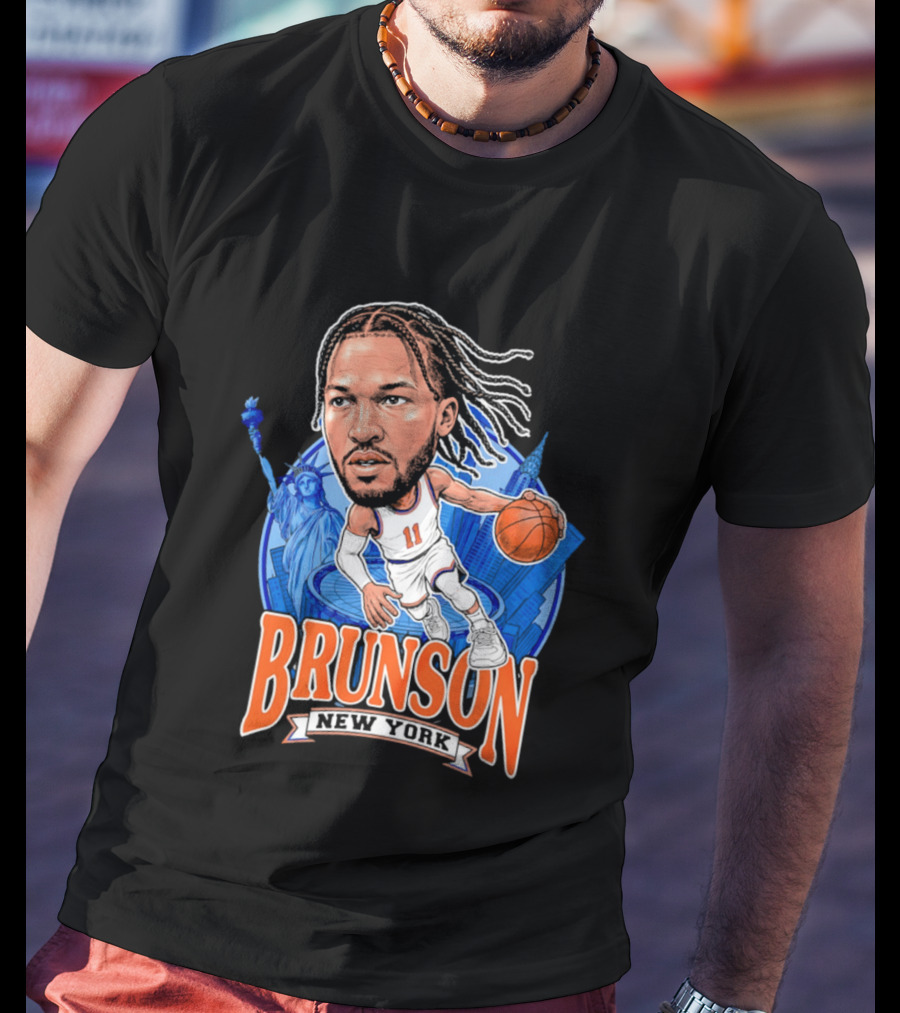Jalen Brunson New York Knicks Caricature Basketball Limited Edition T-Shirt
