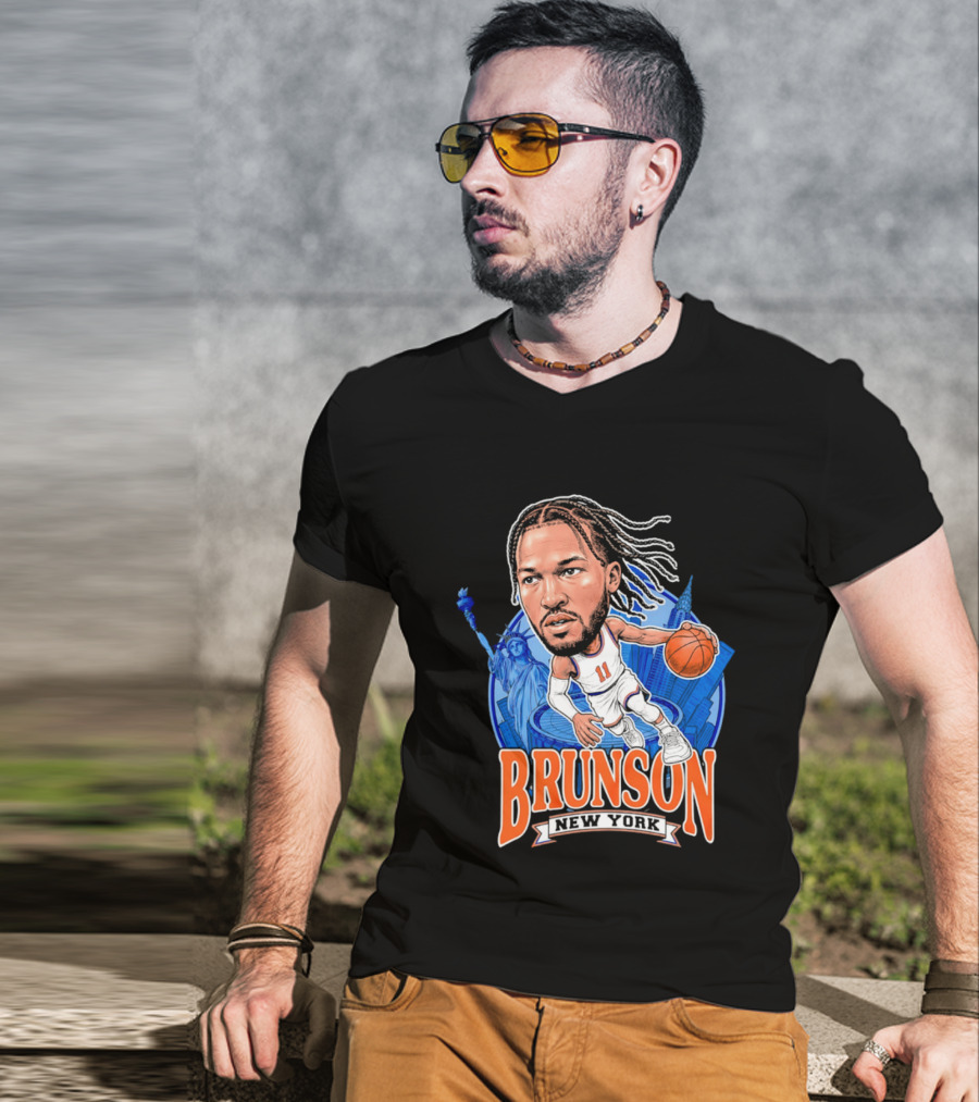 Jalen Brunson New York Knicks Caricature Basketball Limited Edition T-Shirt