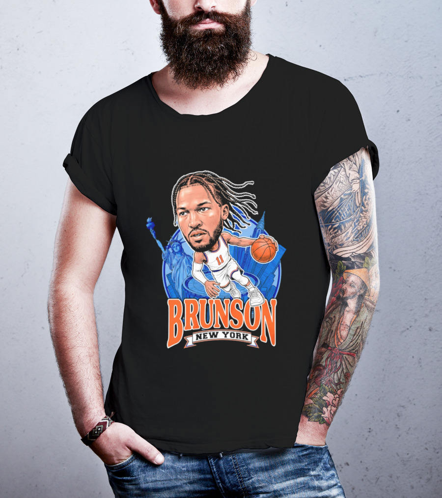 Jalen Brunson New York Knicks Caricature Basketball Limited Edition T-Shirt