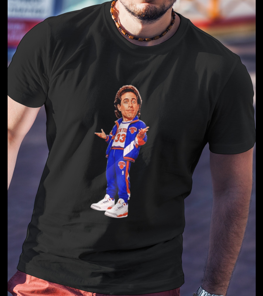 Jerry Seinfeld Knicks NBA Cartoon New York 33 Basketball T-Shirt