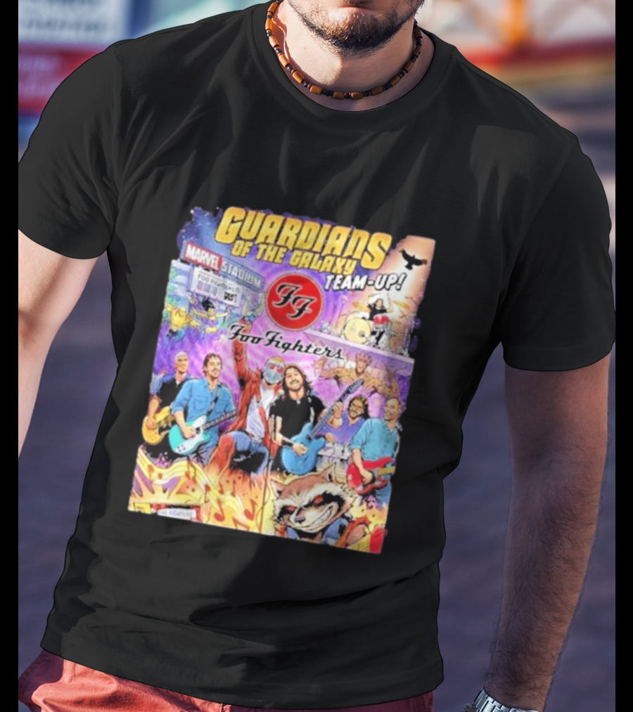 Guardians Of The Galaxy Team Up Foo Fighters Marvel Stadium Wayne Nichols T-Shirt